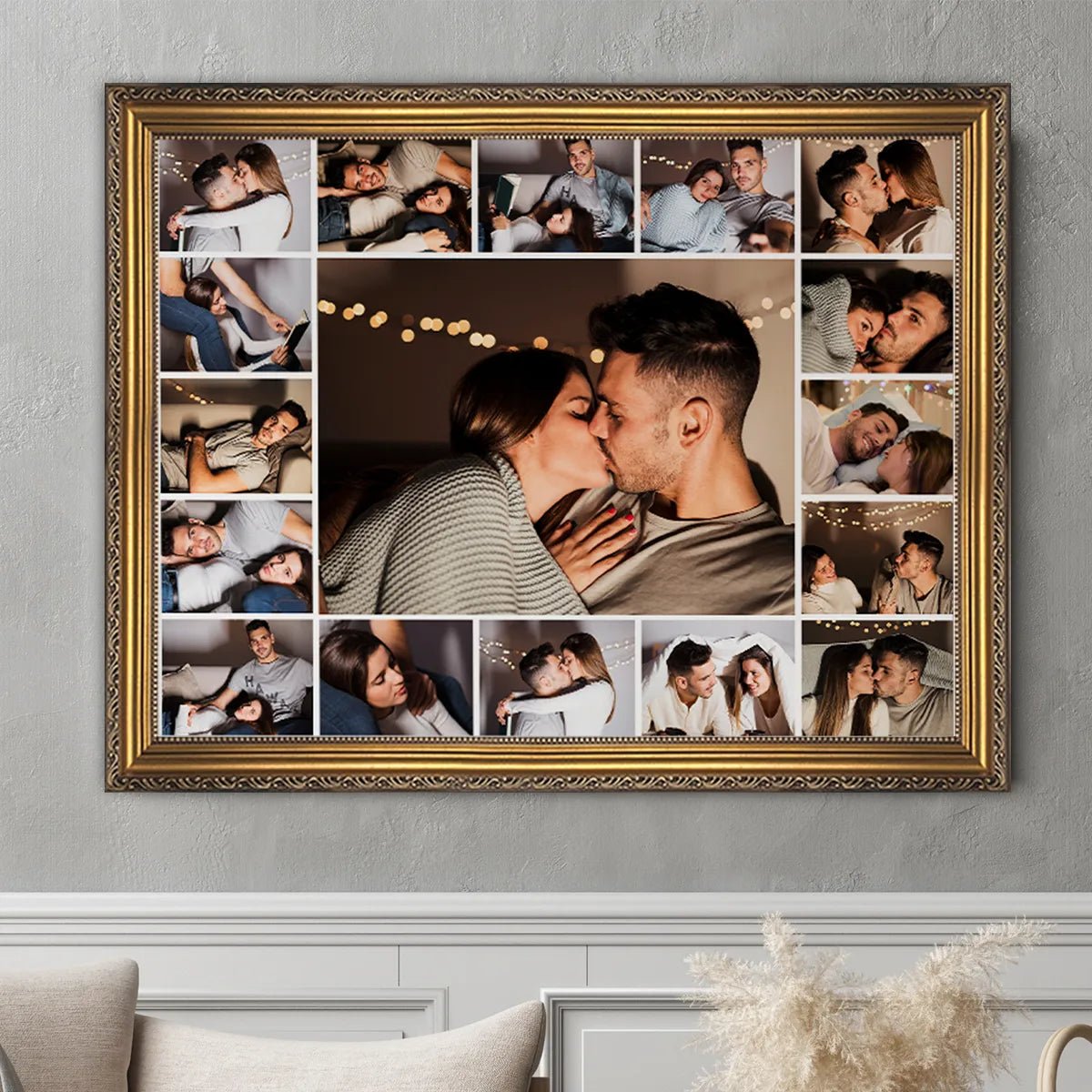 Kolaż 17 romantycznych zdjeć - druk na płótnie, spersonalizowany prezent dla pary - Adamell.pl