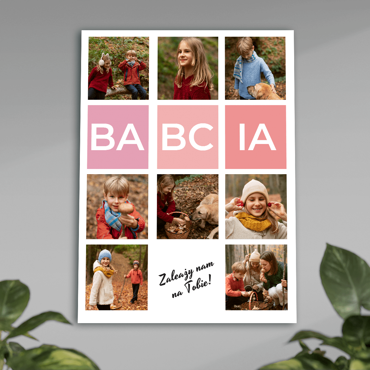 Kolaż 7 zdjęć BABCIA - plakat, spersonalizowany prezent dla babci - Adamell.pl