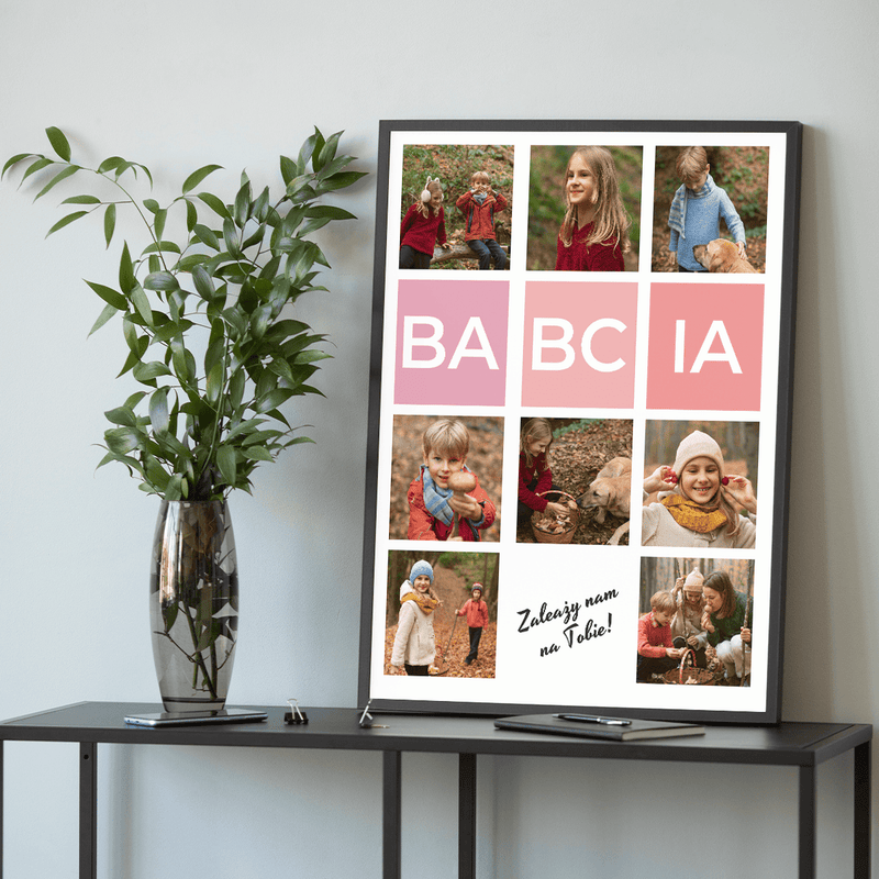 Kolaż 7 zdjęć BABCIA - plakat, spersonalizowany prezent dla babci - Adamell.pl