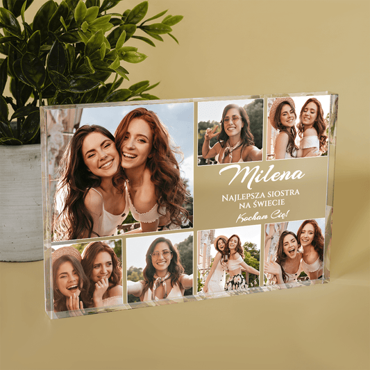 Kolaż 7 zdjęć z siostrą - Druk na szkle, spersonalizowany prezent dla siostry - Adamell.pl