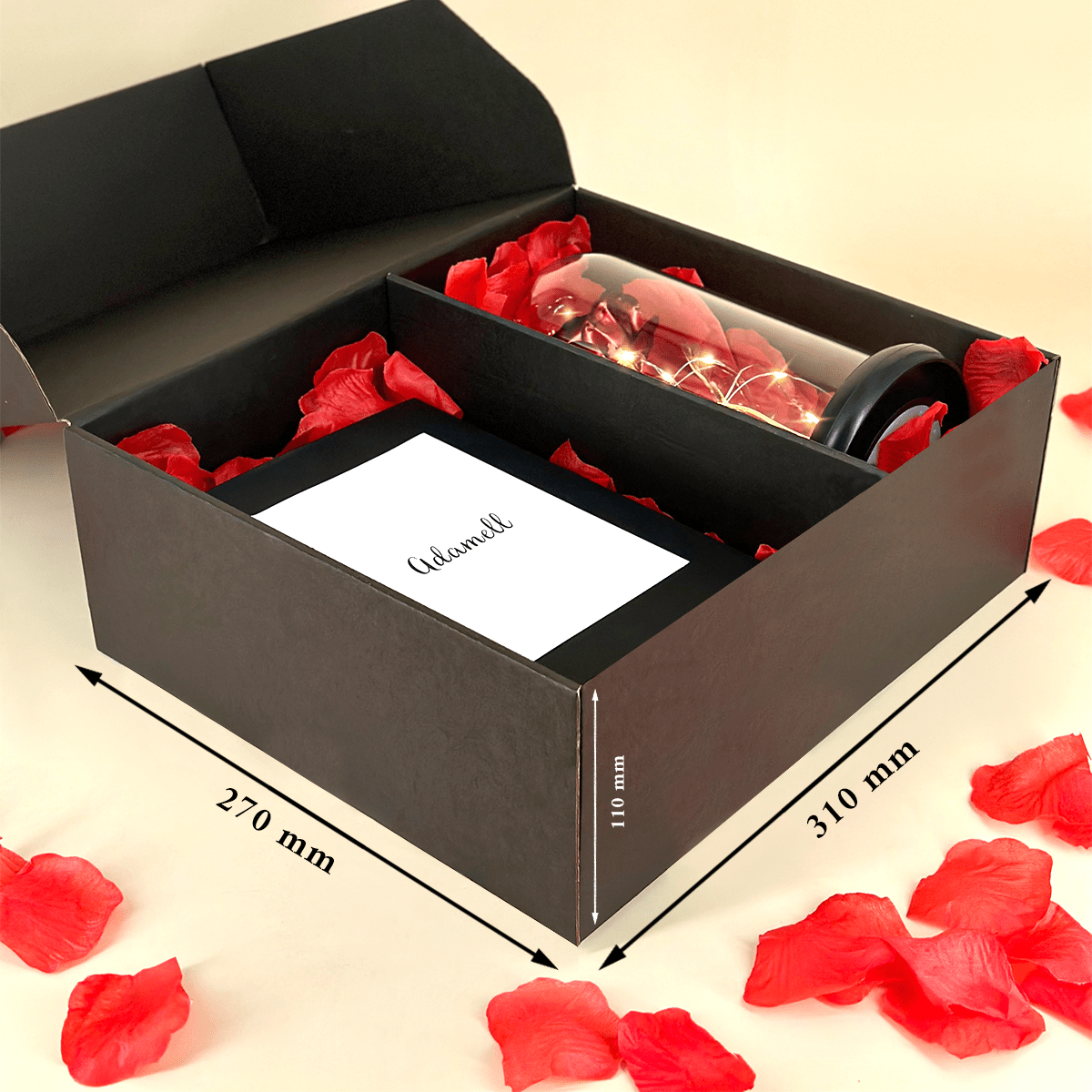 Kolaż babcia druk na szkle + czerwona wieczna róża box 2 w 1 - zestaw prezentowy box, spersonalizowany prezent dla babci - Adamell.pl