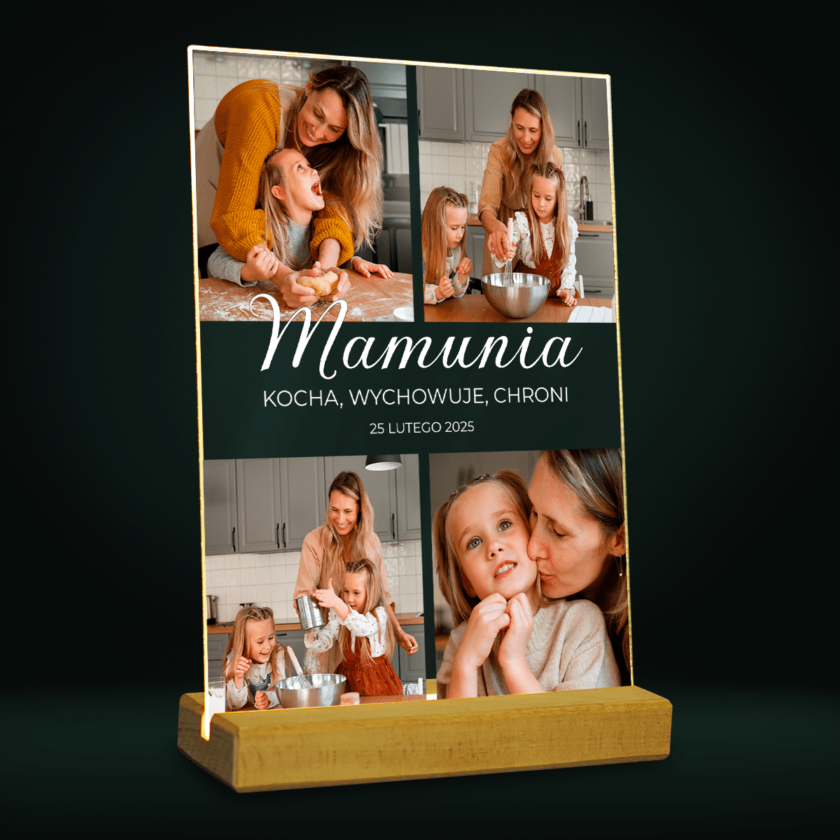 Kolaż MAMUNIA - Druk na szkle, spersonalizowany prezent dla mamy - Adamell.pl