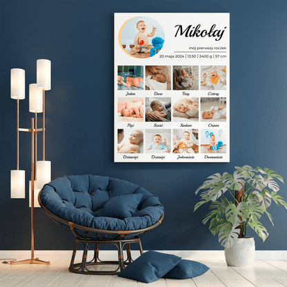 Kolaż na roczek - druk na płótnie, spersonalizowany prezent dla dziecka - Adamell.pl