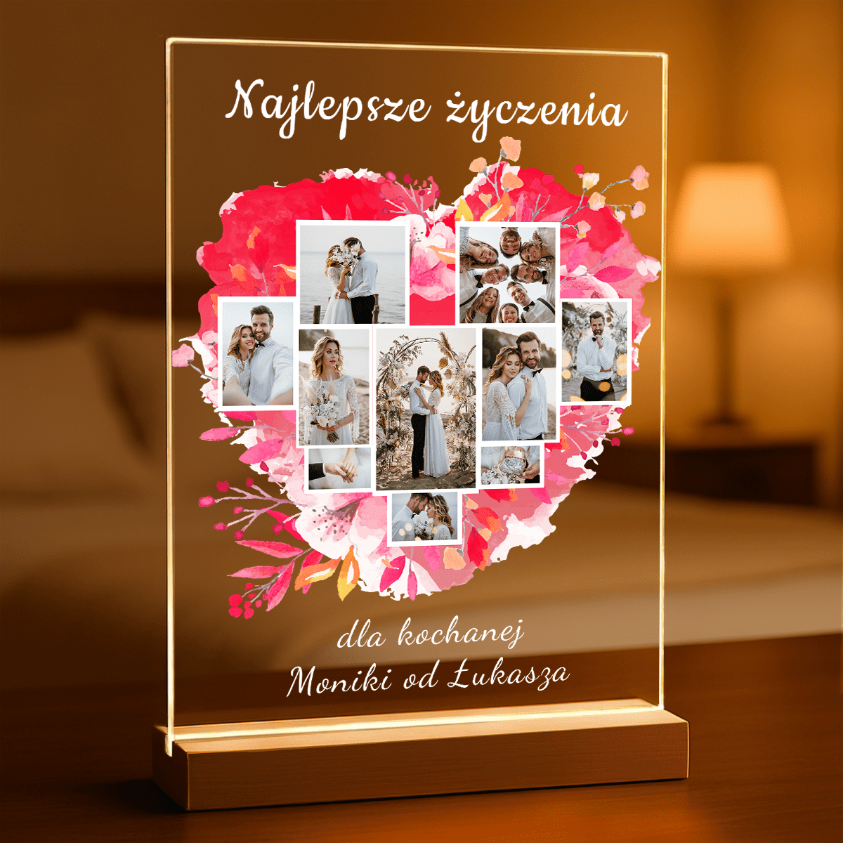 Kolaż najlepsze życzenia - Druk na szkle, spersonalizowany prezent - Adamell.pl