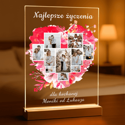 Kolaż najlepsze życzenia - Druk na szkle, spersonalizowany prezent - Adamell.pl