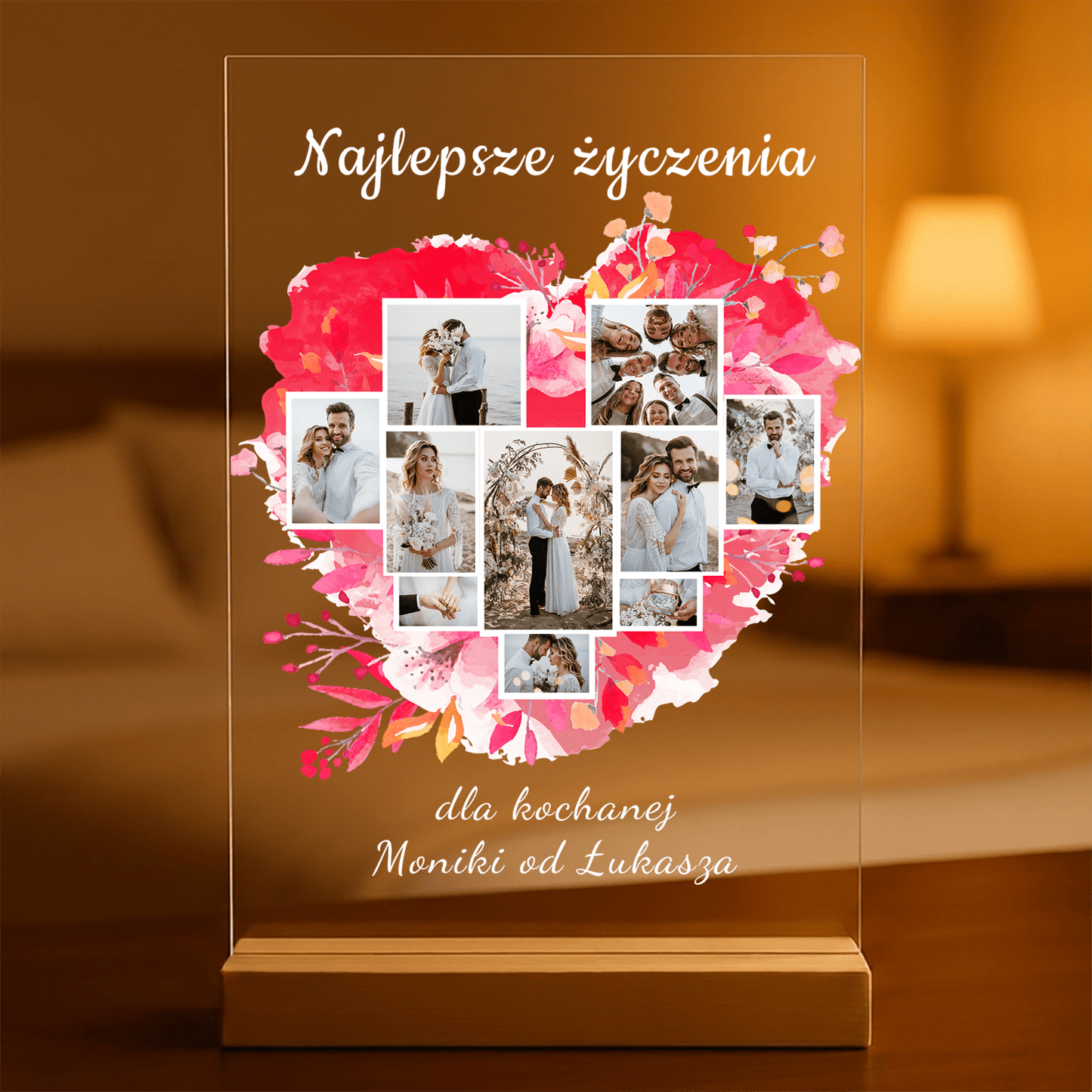Kolaż najlepsze życzenia - Druk na szkle, spersonalizowany prezent - Adamell.pl