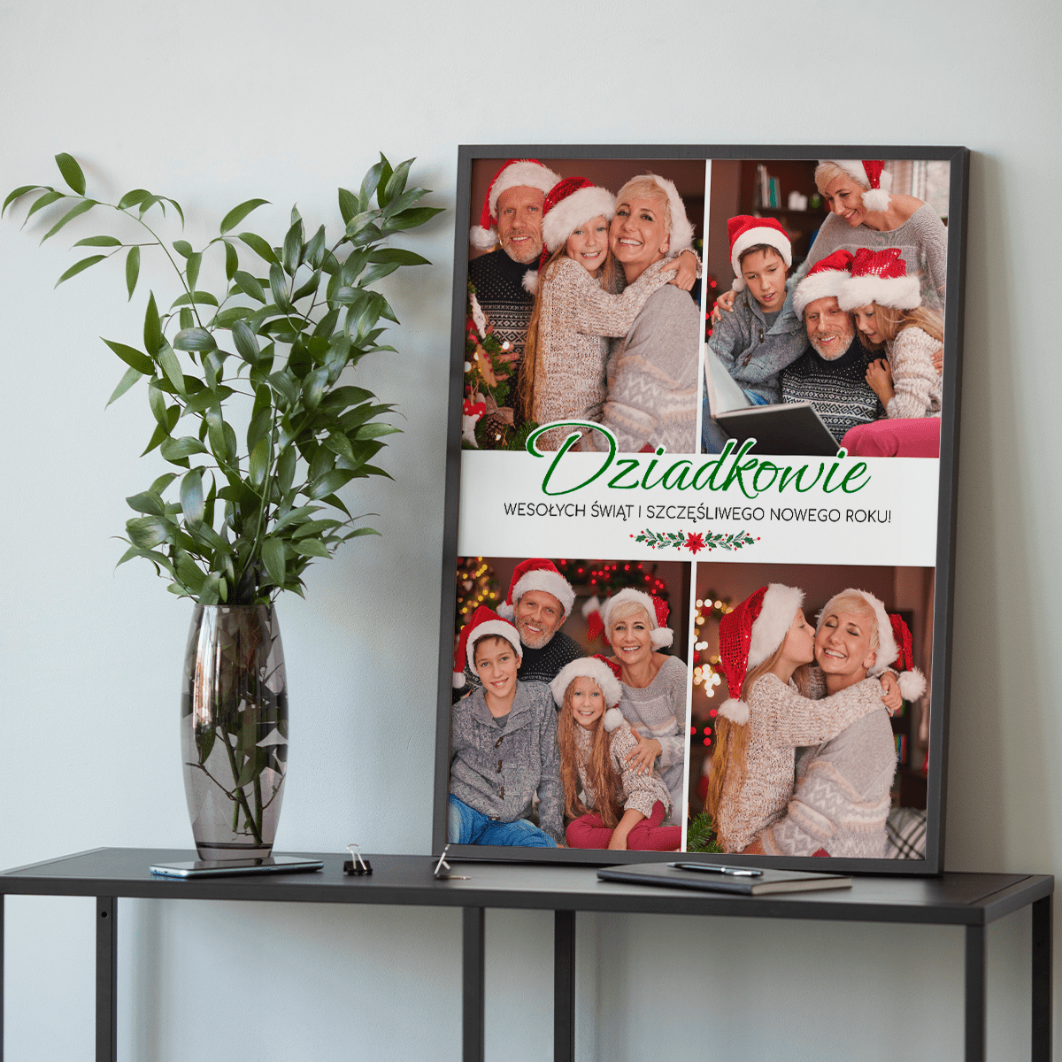 Kolaż świąteczny dziadków - plakat, spersonalizowany prezent dla dziadków - Adamell.pl