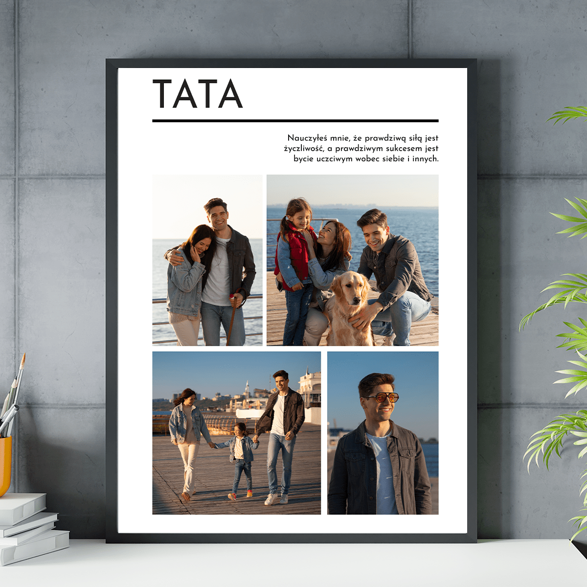 Kolaż z 4 zdjęć z tatą - plakat, spersonalizowany prezent dla taty - Adamell.pl
