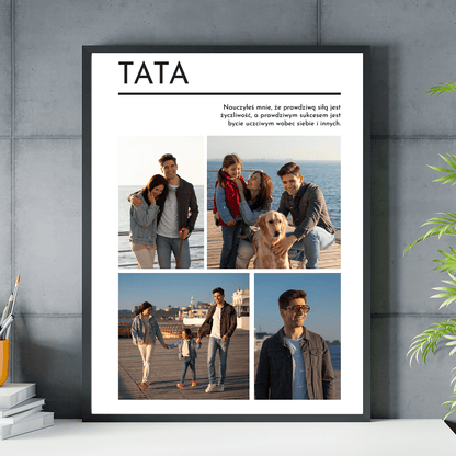 Kolaż z 4 zdjęć z tatą - plakat, spersonalizowany prezent dla taty - Adamell.pl