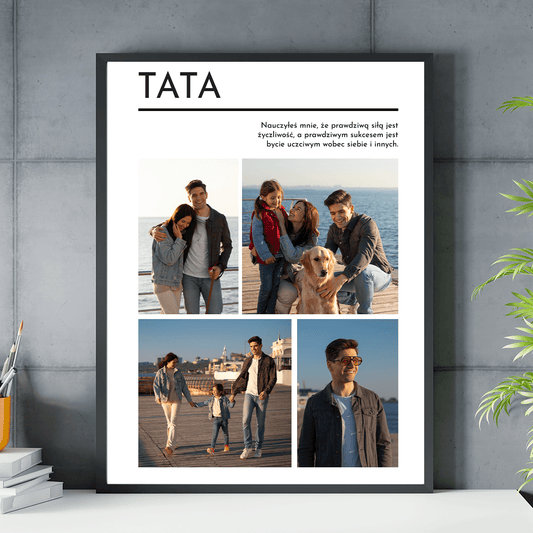 Kolaż z 4 zdjęć z tatą - plakat, spersonalizowany prezent dla taty - Adamell.pl