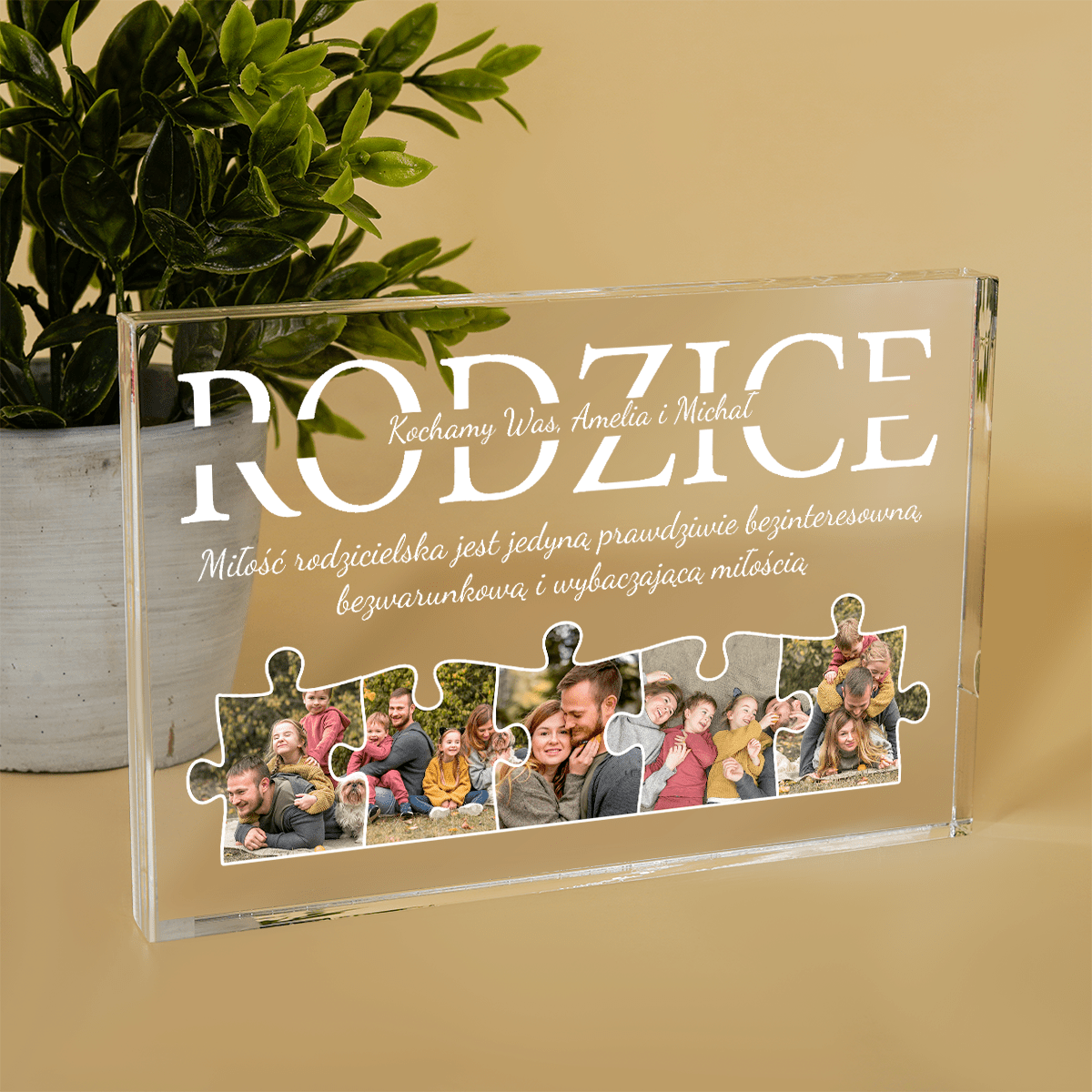 Kolaż z puzzli dla rodziców - Druk na szkle, spersonalizowany prezent dla rodziców - Adamell.pl