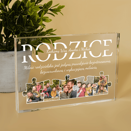 Kolaż z puzzli dla rodziców - Druk na szkle, spersonalizowany prezent dla rodziców - Adamell.pl