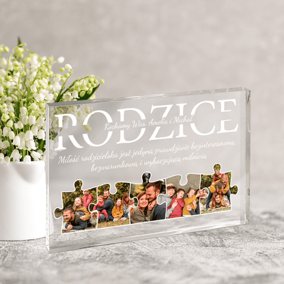 Kolaż z puzzli dla rodziców - Druk na szkle, spersonalizowany prezent dla rodziców - Adamell.pl