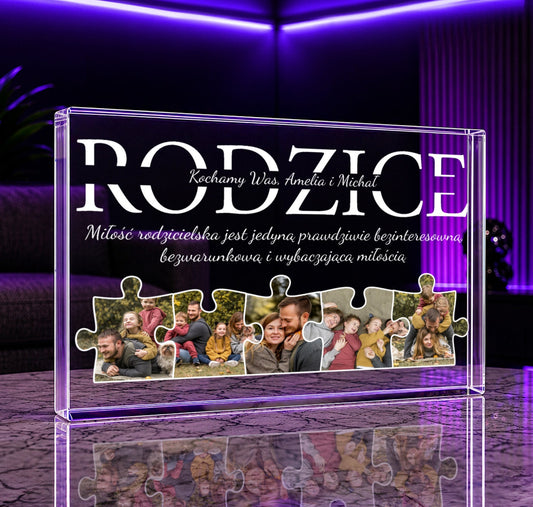Kolaż z puzzli dla rodziców - Druk na szkle, spersonalizowany prezent dla rodziców - Adamell.pl