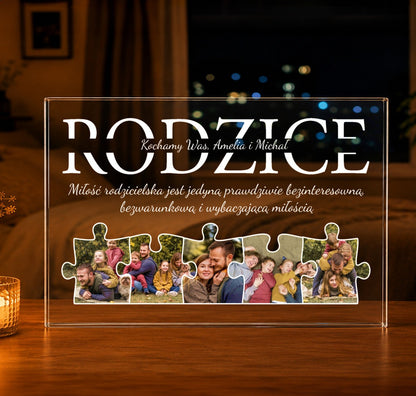 Kolaż z puzzli dla rodziców - Druk na szkle, spersonalizowany prezent dla rodziców - Adamell.pl