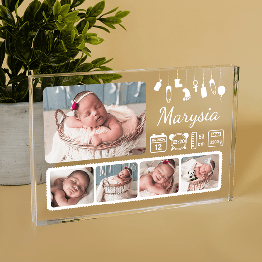 Kolaż zdjęć z metryczką - Druk na szkle, spersonalizowany prezent dla dziecka - Adamell.pl