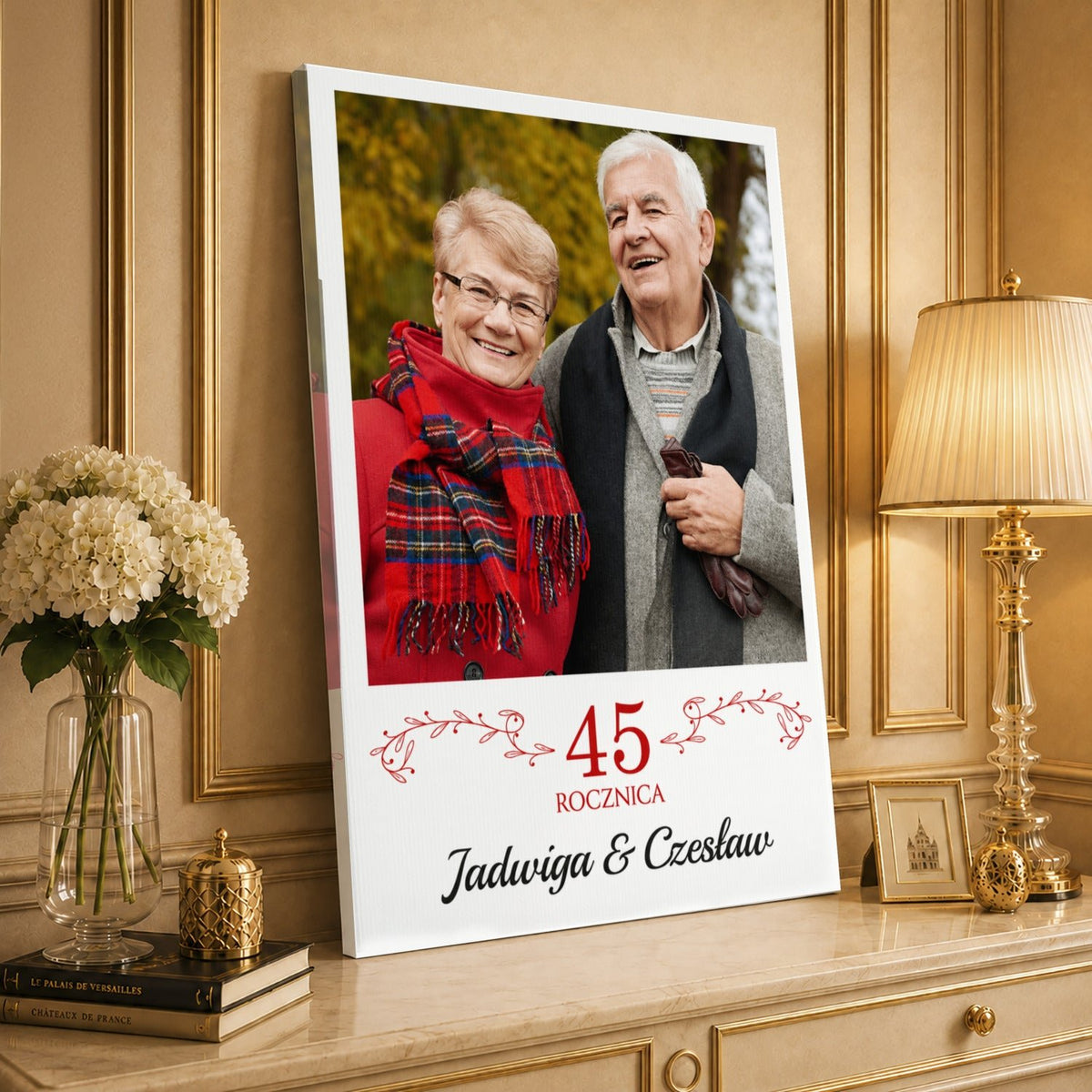 Kolaż ze zdjęć na płótnie 45 lat razem — prezent na rocznicę - Adamell.pl
