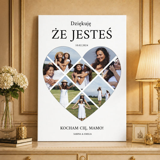 Kolaż ze zdjęć na płótnie Dziękuję że jesteś — prezent dla mamy - Adamell.pl