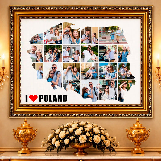 Kolaż ze zdjęć na płótnie Fotomapa polski — prezent dla pary - Adamell.pl