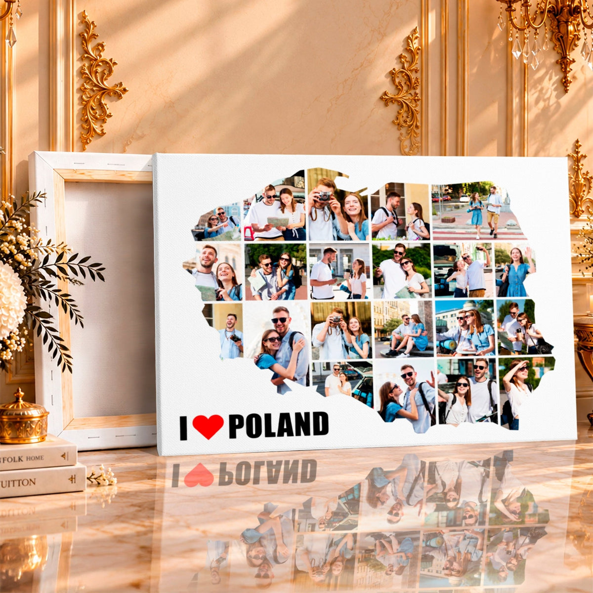 Kolaż ze zdjęć na płótnie Fotomapa polski — prezent dla pary - Adamell.pl
