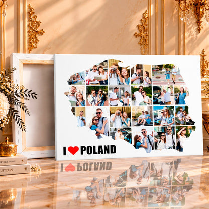 Kolaż ze zdjęć na płótnie Fotomapa polski — prezent dla pary - Adamell.pl