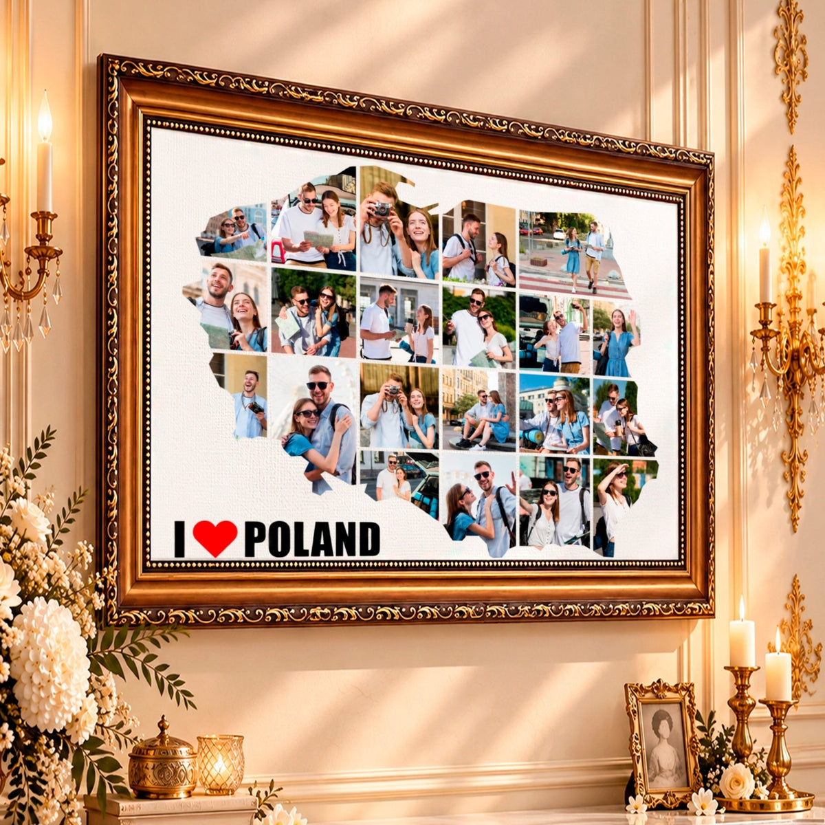 Kolaż ze zdjęć na płótnie Fotomapa polski — prezent dla pary - Adamell.pl