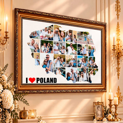 Kolaż ze zdjęć na płótnie Fotomapa polski — prezent dla pary - Adamell.pl