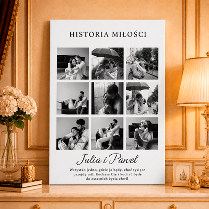 Kolaż ze zdjęć na płótnie historia miłości prezent na rocznicę - Adamell.pl