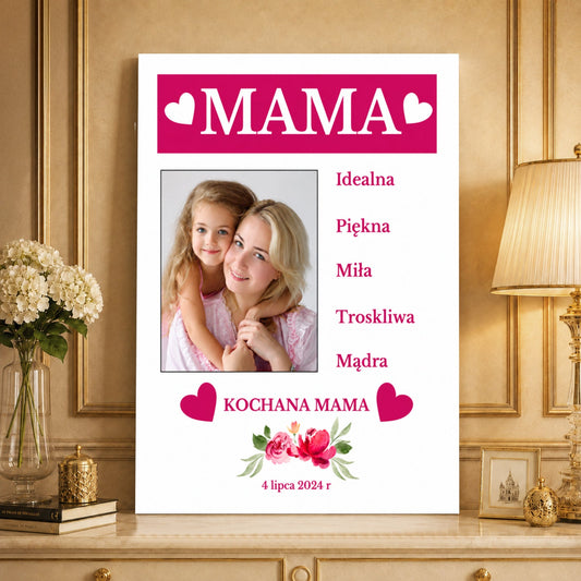 Kolaż ze zdjęć na płótnie Mama idealna piękna i mądra — prezent dla mamy - Adamell.pl