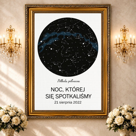 Kolaż ze zdjęć na płótnie Mapa gwiezdna — prezent na rocznicę - Adamell.pl