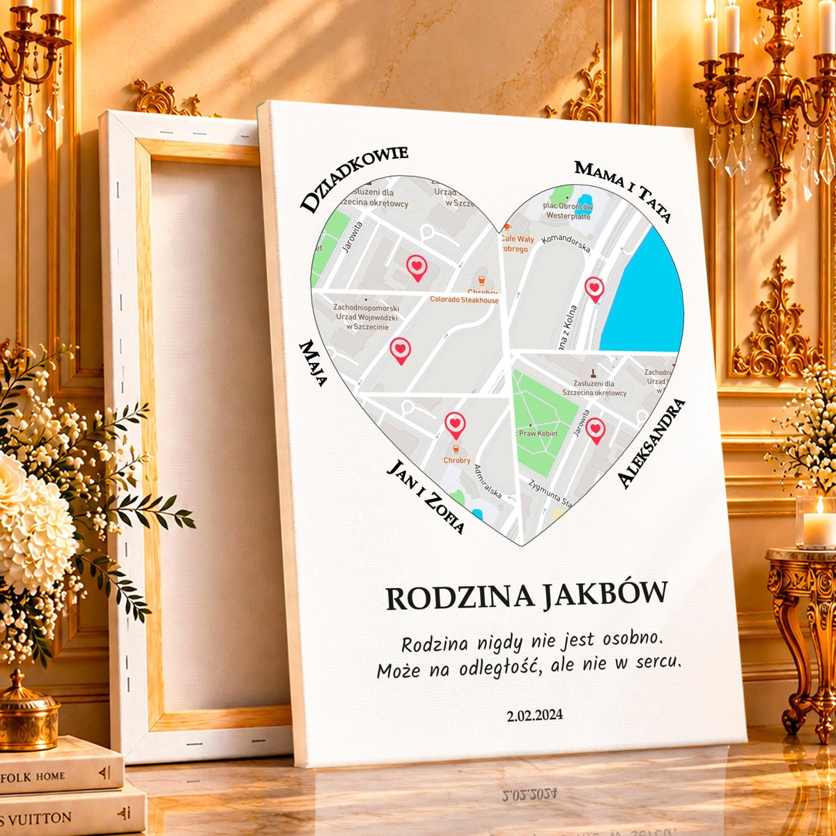 Kolaż ze zdjęć na płótnie Mapa rodziny — prezent na urodziny - Adamell.pl