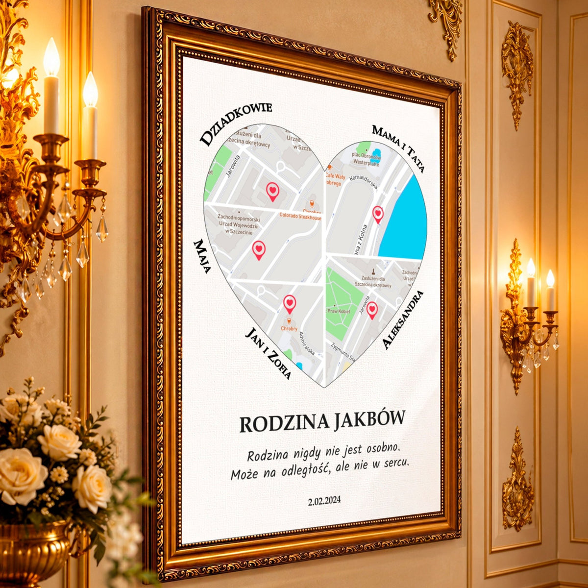 Kolaż ze zdjęć na płótnie Mapa rodziny — prezent na urodziny - Adamell.pl