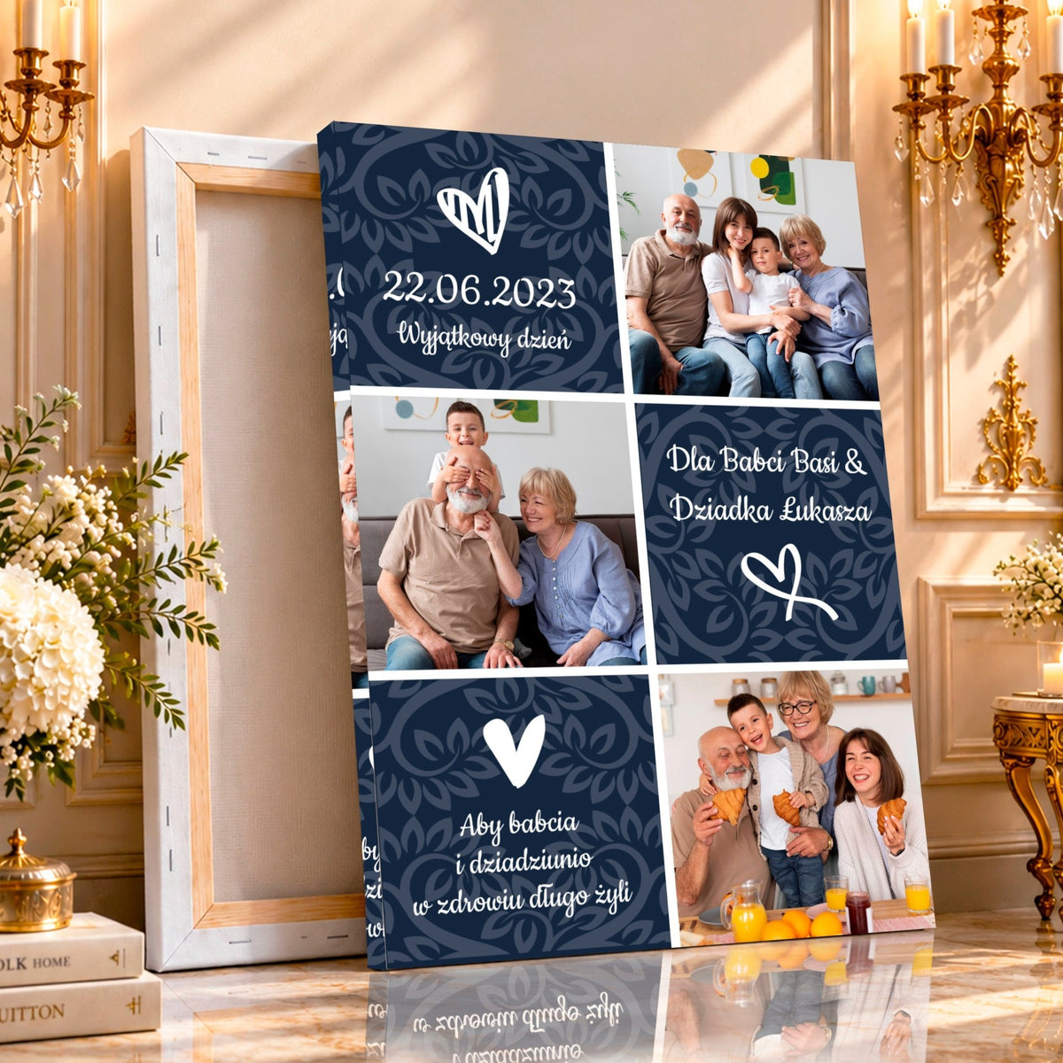 Kolaż ze zdjęć na płótnie Nasi wspaniali dziadkowie — prezent dla dziadków - Adamell.pl