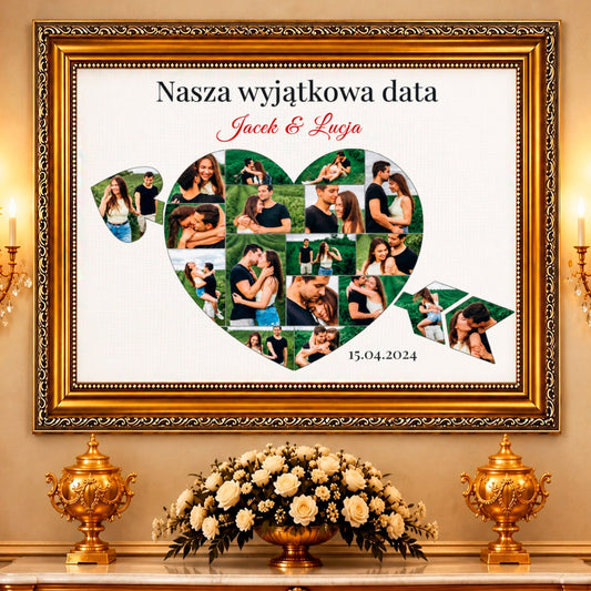 Kolaż ze zdjęć na płótnie Nasza szczególna data — prezent na rocznicę - Adamell.pl