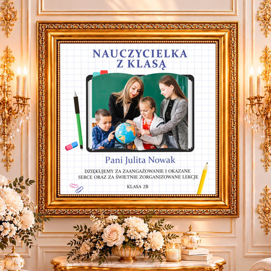 Kolaż ze zdjęć na płótnie Nauczycielka — prezent na zakończenie roku szkolnego - Adamell.pl