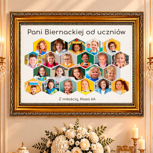 Kolaż ze zdjęć na płótnie Od uczniów — prezent na zakończenie roku szkolnego - Adamell.pl