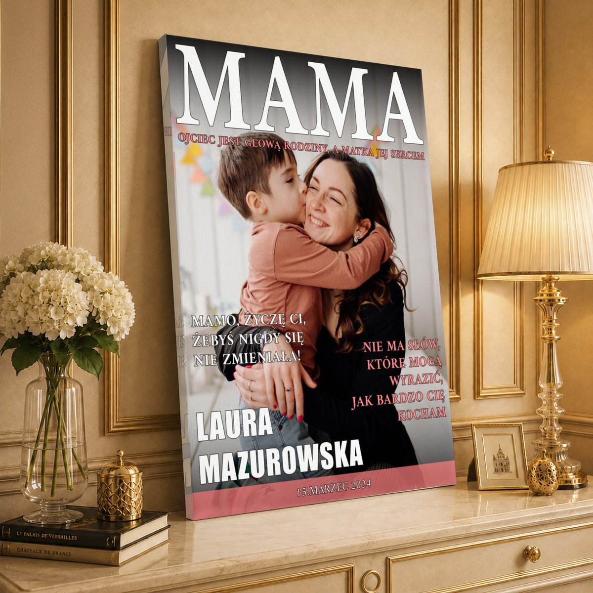 Kolaż ze zdjęć na płótnie Okładka magazynu — prezent dla mamy - Adamell.pl
