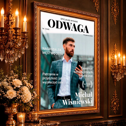 Kolaż ze zdjęć na płótnie Okładka o odwadze — prezent dla szefa - Adamell.pl