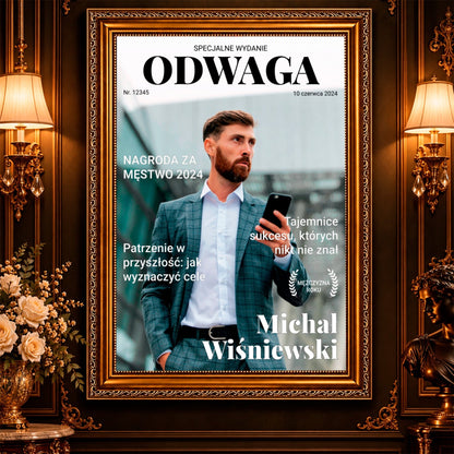 Kolaż ze zdjęć na płótnie Okładka o odwadze — prezent dla szefa - Adamell.pl