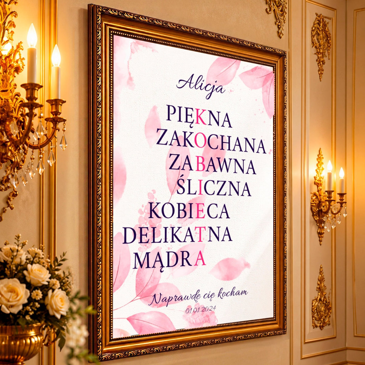 Kolaż ze zdjęć na płótnie Piękna zakochana zabawna i mądra — prezent dla kobiety - Adamell.pl