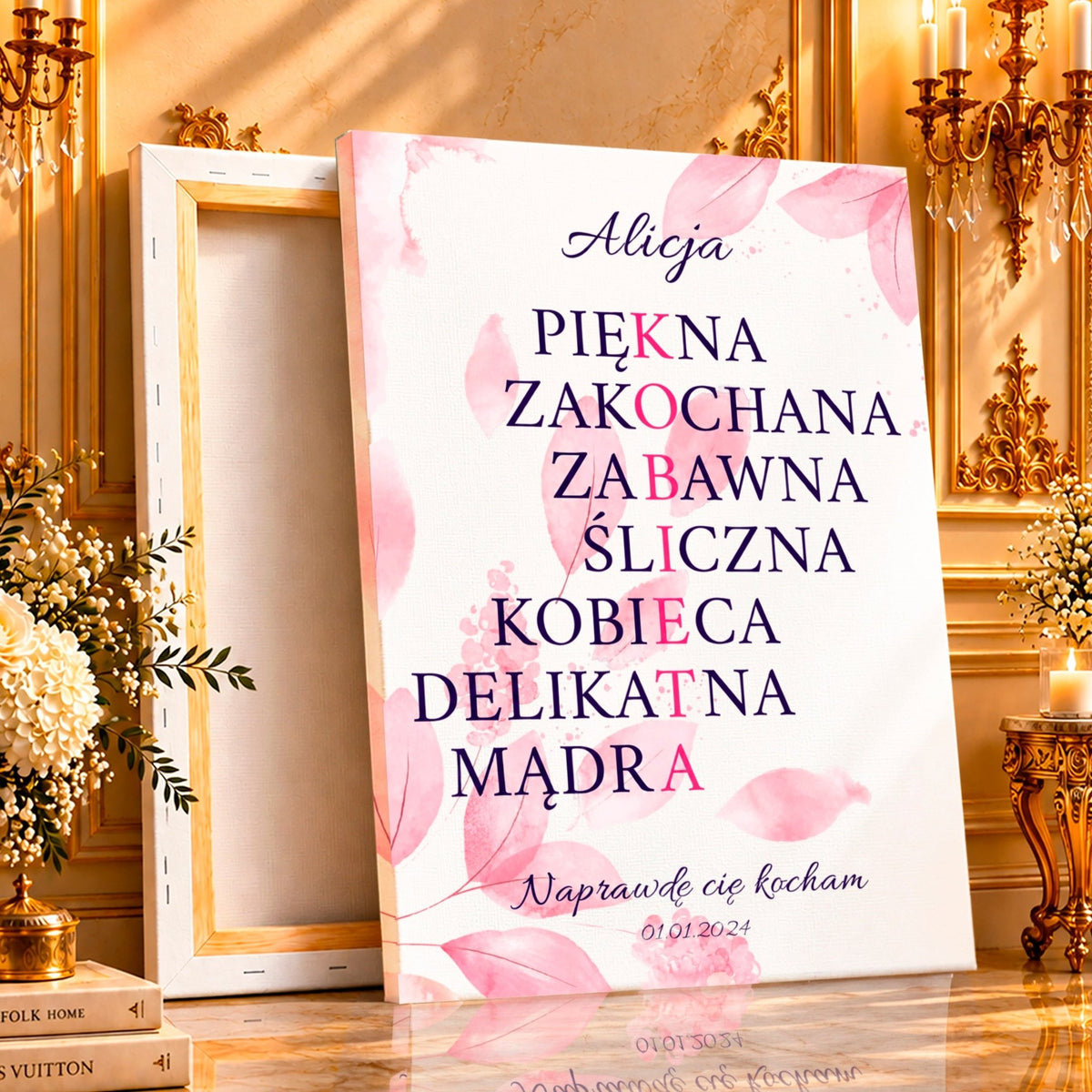Kolaż ze zdjęć na płótnie Piękna zakochana zabawna i mądra — prezent dla kobiety - Adamell.pl