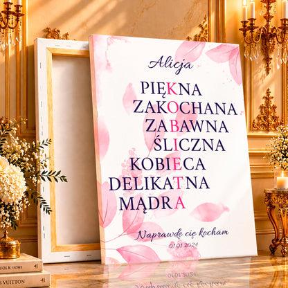 Kolaż ze zdjęć na płótnie Piękna zakochana zabawna i mądra — prezent dla kobiety - Adamell.pl
