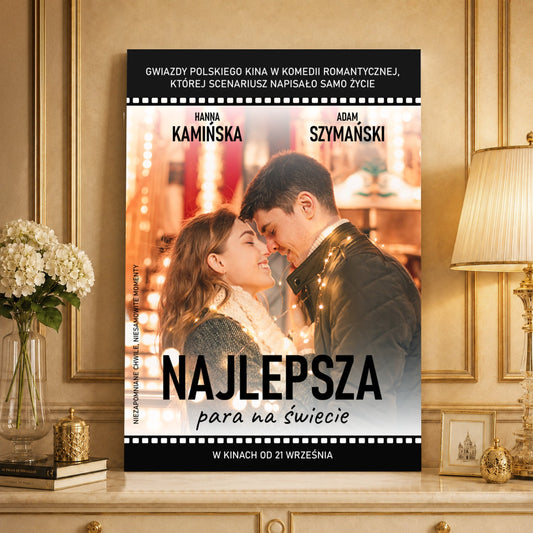Kolaż ze zdjęć na płótnie Plakat filmowy — prezent dla pary - Adamell.pl