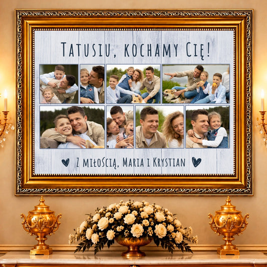 Kolaż ze zdjęć na płótnie Tatusiu — prezent dla taty - Adamell.pl