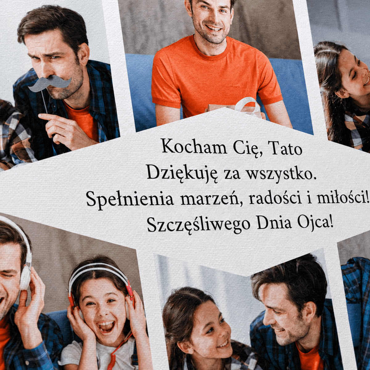 Kolaż ze zdjęć na płótnie z liczbą lat prezent dla taty - Adamell.pl