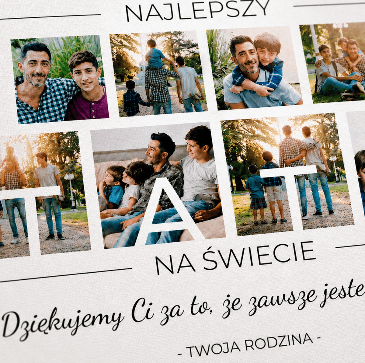 Kolaż ze zdjęć na płótnie z napisem prezent dla taty - Adamell.pl
