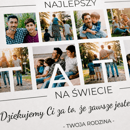 Kolaż ze zdjęć na płótnie z napisem prezent dla taty - Adamell.pl