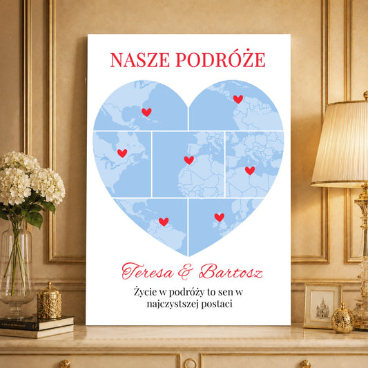 Kolaż ze zdjęć na płótnie Życie w podróży — prezent na rocznicę - Adamell.pl
