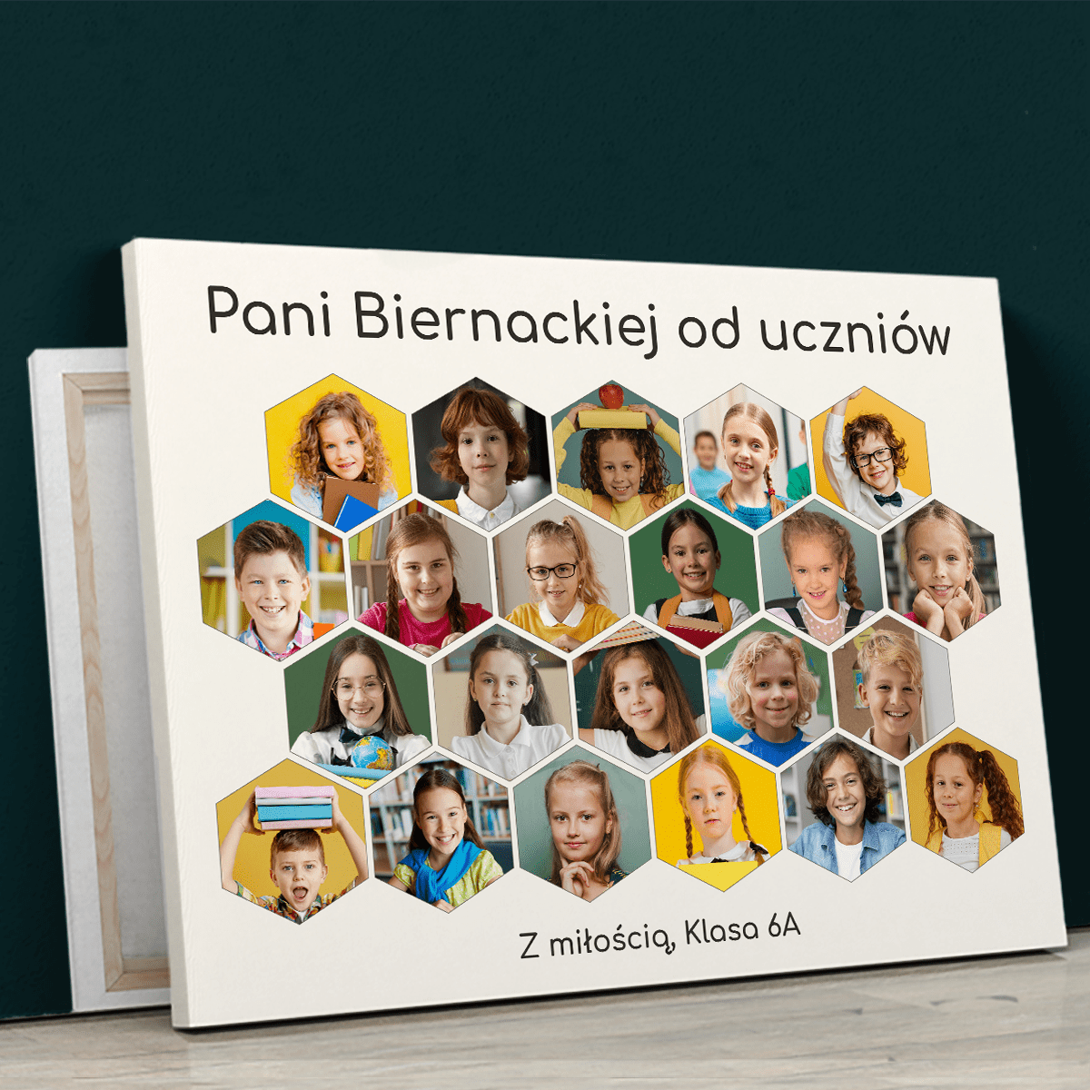 Kolaż ze zdjęciami uczniów - druk na płótnie, spersonalizowany prezent dla nauczyciela - Adamell.pl