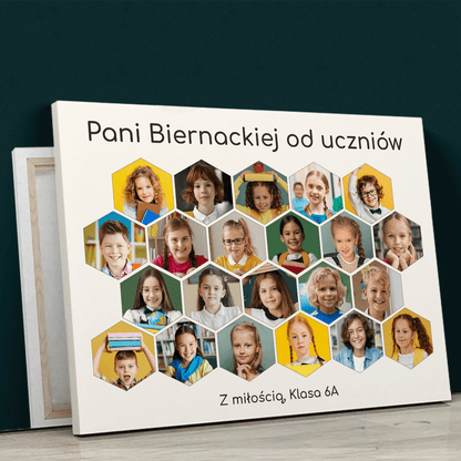 Kolaż ze zdjęciami uczniów - druk na płótnie, spersonalizowany prezent dla nauczyciela - Adamell.pl